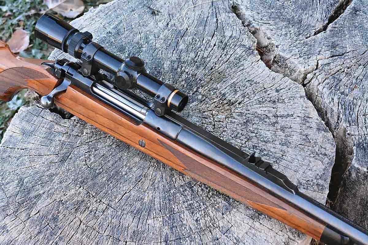 The Ruger Express Magnum is a classic large-game sporting rifle that featured a control-round feed action (based on the Mark II), a classic high-figure walnut stock and a quarter rib that is integral with the barrel and houses a folding-leaf rear sight.